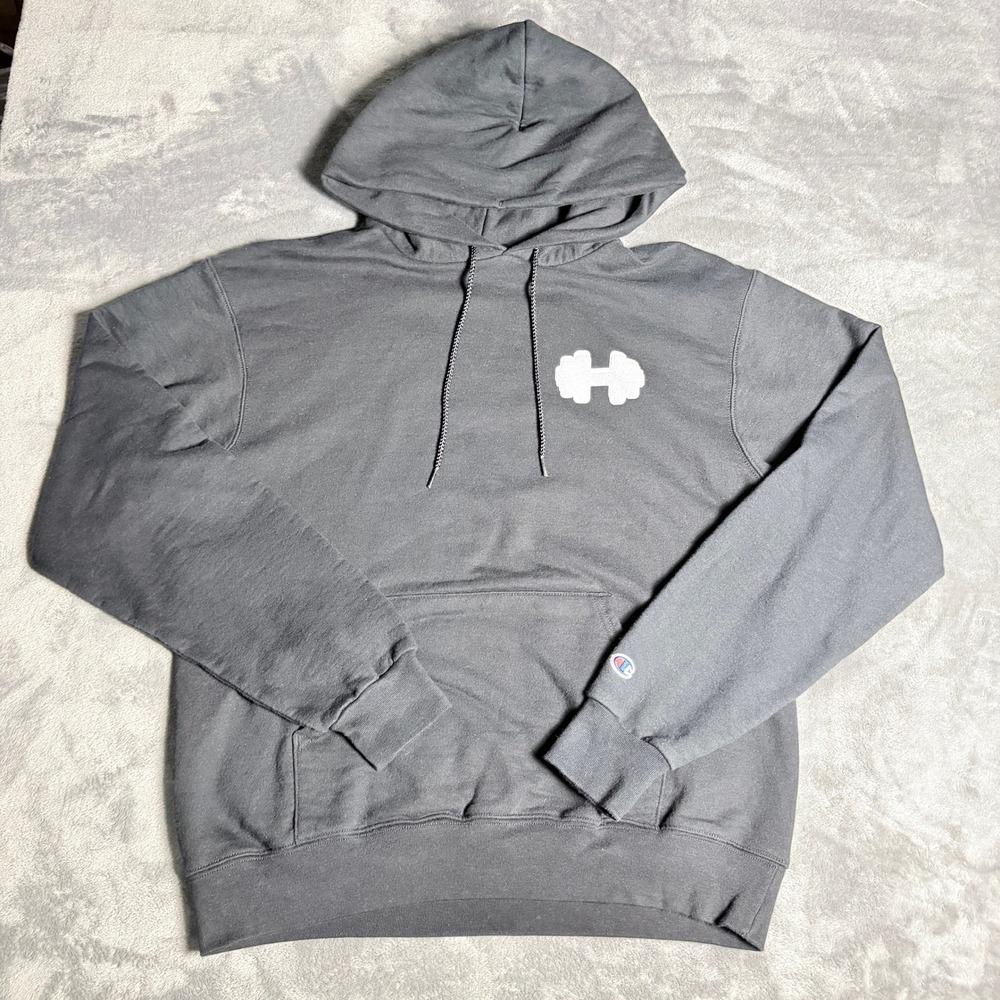 Champion Mens Medium Dont Skip Legs Workout Lifting Hoodie Black Fleece Pullover